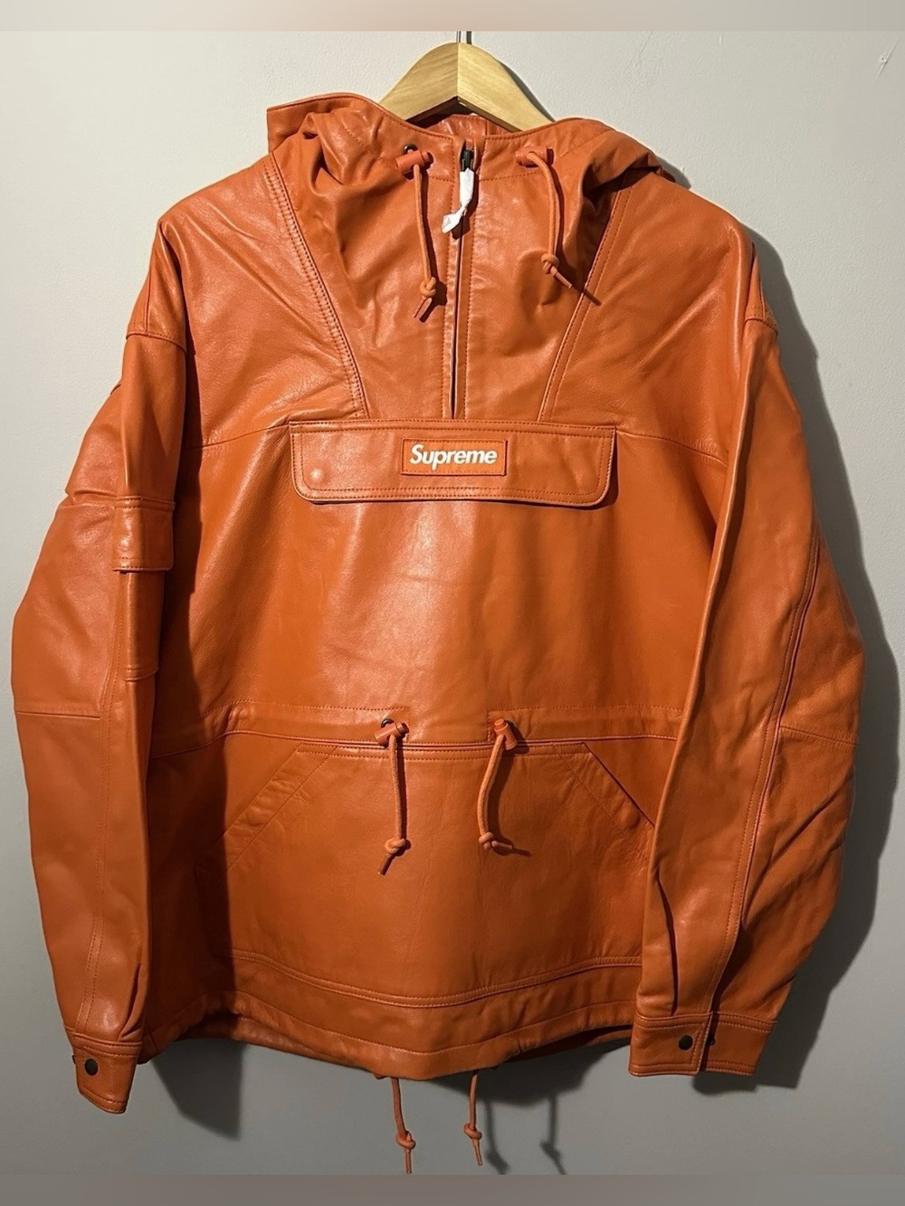 Supreme Leather Anorak Orange FW18 Mens Size Large